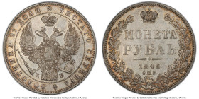 Nicholas I Rouble 1845 CПБ-КБ AU Details (Cleaned) PCGS, St. Petersburg mint, KM-C168.1, Bit-207. Large Crown. HID09801242017 © 2022 Heritage Auctions...