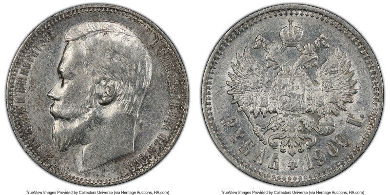 Nicholas II Rouble 1900-ФЗ AU55 PCGS, St. Petersburg mint, KM-Y59.3, Bit-51. HID...