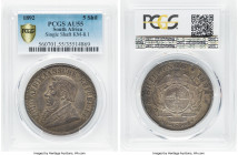 Republic "Single Shaft" 5 Shillings 1892 AU55 PCGS, Berlin mint, KM8.1, Hern-Z37. Mintage: 14,000. Superb steel patina with lighter undertones. HID098...