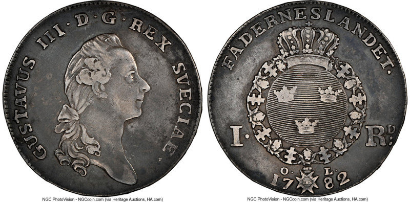 Gustaf III Riksdaler 1782-OL XF45 NGC, Stockholm mint, KM527, Dav-1736. HID09801...