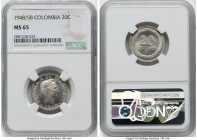 4-Piece Lot of Assorted Issues, 1) Colombia: Republic 20 Centavos 1948/5-B - MS65 NGC, Bogota mint, KM208.2 2) Guatemala: Republic 1/4 Quetzal 1946 - ...