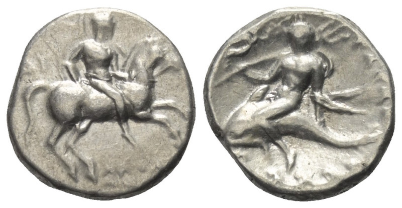 Kalabrien. Tarent.

 Didrachme oder Nomos (Silber). Ca. 272 - 240 v. Chr.
Vs:...