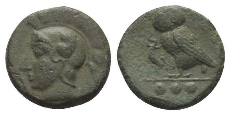 Sizilien. Kamarina.

 Bronze (Tetras). Ca. 410 - 405 v. Chr.
Vs: Kopf der Ath...