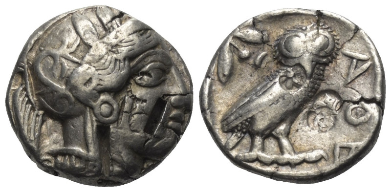 Attika. Athen.

 Tetradrachme (Silber). Ca. 454 - 404 v. Chr.
Vs: Kopf der At...