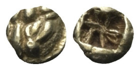 Ionien. Ungesicherte Münzstätten.

 1/24 Stater (Elektron). Ca. 600 - 550 v. Chr.
Vs: Löwenkopf en face.
Rs: Quadratum incusum.

6 mm. 0,51 g. ...