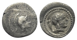 Dynasten von Lykien. Unbestimmte Dynasten.

 1/12 Stater (Obol, Silber). Um 400 / 380 v. Chr.
Vs: Kopf der Athena mit attischem Helm rechts.
Rs: K...