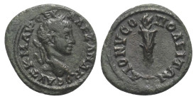 Moesia Inferior. Dionysopolis. Severus Alexander (222 - 235 n. Chr.).

 Bronze.
Vs: Kopf mit Lorbeerkranz rechts.
Rs: Fackel.

18 mm. 2,59 g. 
...