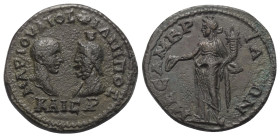 Thrakien. Mesembria. Philippus II. (247 - 249 n. Chr.) und Serapis.

 Bronze.
Vs: Drapierte Büsten des Philippus II. mit Panzer und des Sarapis mit...