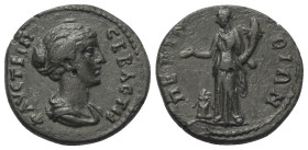 Thrakien. Perinthos. Faustina II. (gest. 176 n. Chr.).

 Bronze.
Vs: Drapierte Büste rechts.
Rs: Homonoia mit Phiale und Füllhorn über Altar opfer...