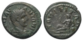 Thrakien. Topiros. Caracalla (197 - 217 n. Chr.).

 Bronze.
Vs: Büste mit Lorbeerkranz, Paludament und Panzer rechts.
Rs: Flussgott Mestros nach l...