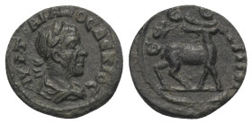 Ionien. Ephesos. Traianus Decius (249 - 251 n. Chr.).

 Bronze.
Vs: Büste mit Lorbeerkranz, Paludament und Panzer rechts.
Rs: Hirsch nach rechts s...