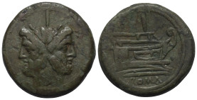 Anonyme Prägungen.

 As (Bronze). Nach 211 v. Chr. Rom.
Vs: Bärtiger, belorbeerter Doppelkopf des Janus, darüber Wertzahl I.
Rs. Prora rechts, dar...