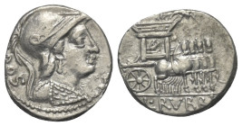 L. Rubrius Dossenus.

 Denar (Silber). 87 v. Chr. Rom.
Vs: DOS. Büste der Minerva mit Helm und Aegis rechts.
Rs: L RVBRI. Triumphalquadriga nach r...