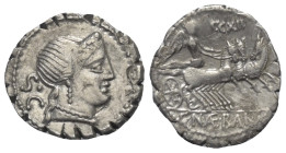C. Naevius Balbus.

 Denar (Silber). 79 v. Chr. Rom.
Vs: Kopf der Venus mit Diadem rechts, dahinter S C; im Feld rechts Kontrollzeichen.
Rs: C NAE...