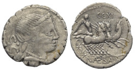 C. Naevius Balbus.

 Denar (Silber). 79 v. Chr. Rom.
Vs: Kopf der Venus mit Diadem rechts, dahinter S C; im Feld rechts H.
Rs: C NAE BALB. Victori...
