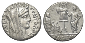 L. Aemilius Paullus.

 Denar (Silber). 62 v. Chr. Rom.
Vs: PAVLLVS LEPIDVS CONCORDIA. Kopf der Concordia mit Diadem und Schleier rechts.
Rs: TER /...