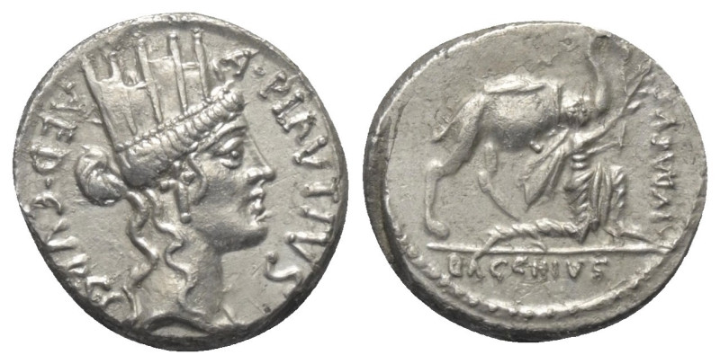 P. Plautius Hypsaeus.

 Denar (Silber). 55 v. Chr. Rom.
Vs: A PLAVTIVS AED CV...