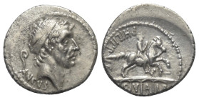 L. Marcius Philippus.

 Denar (Silber). 56 v. Chr. Rom.
Vs: ANCVS. Kopf des Ancus Marcius mit Diadem rechts, im Feld links Augurenstab.
Rs: A - Q ...
