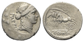 C. Considius Paetus.

 Denar (Silber). 46 v. Chr. Rom.
Vs: PAETI. Kopf der Venus mit Diadem und Lorbeerkranz rechts.
Rs: C CONSIDI. Victoria mit P...