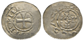 Corvey - Abtei. Arnold I. von Falkenberg (1051 - 1055).

 Denar (Silber).
Vs: + HEI[NRI] E IMP. Kreuz.
Rs: + ARNOLD A-B. Kreuz, im Zentrum kreuzwe...