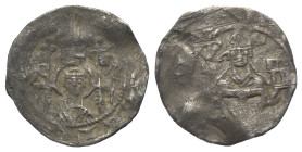 Köln - Erzbistum. Heinrich von Molenark (1225 - 1235).

 Denar (Silber).
Vs: Erzbischof mit Mitra, Krumstab (Pedum) und Messbuch frontal sitzend.
...