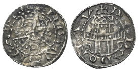 Regensburg - Königlich. Heinrich IV. (1084 - 1106).

 Denar (Silber). Regensburg.
Vs: + HEINRICVS IMP. Bärtige Büste en face.
Rs: + RADADONAV. Geb...