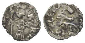 Walachei - Fürstentum. Mihail I. (1418 - 1420).

 Dukat (Silber).
Vs: IW MX - L B... (Slawisch). Herrscher mit Lanze und Kreuzglobus frontal stehen...