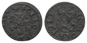 Polen. Königreich. Johann II. Kasimir (1649-1668).

 Solidus (Schilling) (Billon). 1654. Vilnius.
Vs: Reiter nach links, Jahr und Nominal.
Rs: Bek...