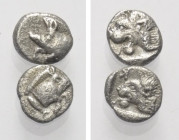 Griechische Münzen - Lots.


Kyzikos (Mysien).

Lot (2 Stück, Silber): Hemiobol; ca. 5. Jhdt. v. Chr.

Sehr schön - fast sehr schön.

Verkauf...