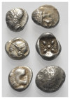 Griechische Münzen - Lots.


Milet / Phokaia (Ionien).

Lot (6 Stück, Silber): Diobol; ca. 5. - 4. Jhdt. v. Chr.

Sehr schön - fast sehr schön....