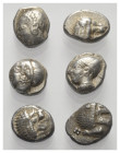 Griechische Münzen - Lots.


Milet / Phokaia (Ionien).

Lot (6 Stück, Silber): Diobol; ca. 5. - 4. Jhdt. v. Chr.

Sehr schön - fast sehr schön....