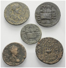 Provinzialrömische Münzen - Lots.


Unter anderem: Pamphylien.

Lot (5 Stück): Bronze; 2. - 3. Jhdt. n. Chr.

Sehr schön - fast sehr schön.

...