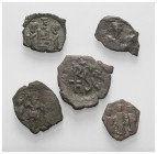 Byzantinische Münzen - Lots.


Verschiedene Herrscher.

Lot (5 Stück, Bronze): verschiedene Nominale, ca. 7. Jhdt. n. Chr.

Sehr schön - fast s...
