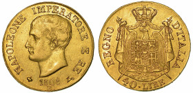 MILANO. NAPOLEONE I, 1805-1814. 40 Lire 1808 (I tipo, puntali aguzzi).