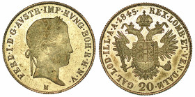 MILANO. FERDINANDO I D'ASBURGO-LORENA, 1835-1848. 20 Kreuzer 1845.