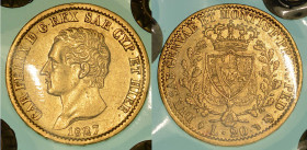 REGNO DI SARDEGNA. CARLO FELICE DI SAVOIA, 1821-1831. 20 Lire 1827. Torino.