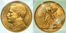 REGNO D'ITALIA. VITTORIO EMANUELE III DI SAVOIA, 1900-1946. 50 Lire 1912. Aratrice.