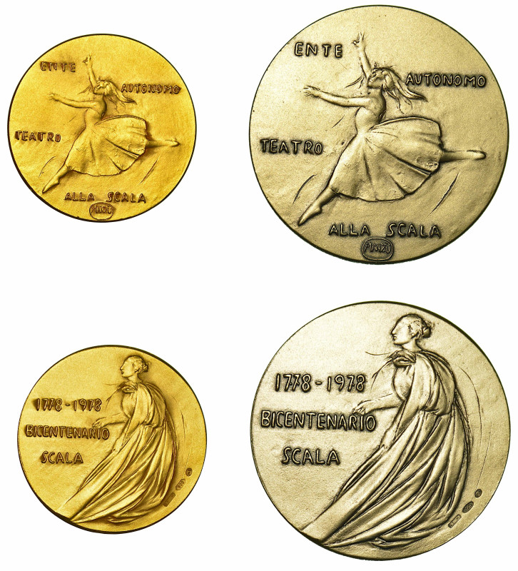 MILANO. BICENTENARIO DEL TEATRO DELLA SCALA. Dittico in oro e argento 1978.

F...