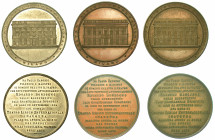 TEATRO LIRICO INTERNAZIONALE MILANO. Lotto di tre medaglie, una in metallo bianco e due in bronzo 1894.