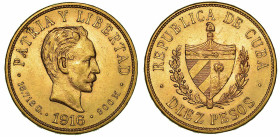 CUBA. FIRST REPUBLIC, 1902-1962. 10 Pesos 1916.