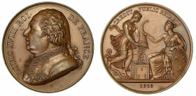 LUIGI XVIII, 1814-1824. RIDUZIONE DEL CREDITO PUBBLICO. Medaglia in bronzo 1818.