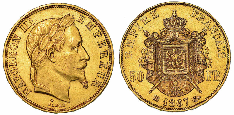 FRANCIA. NAPOLEON III, 1852-1870. 50 Francs 1867. Strasburgo.

Testa a d. R/ S...