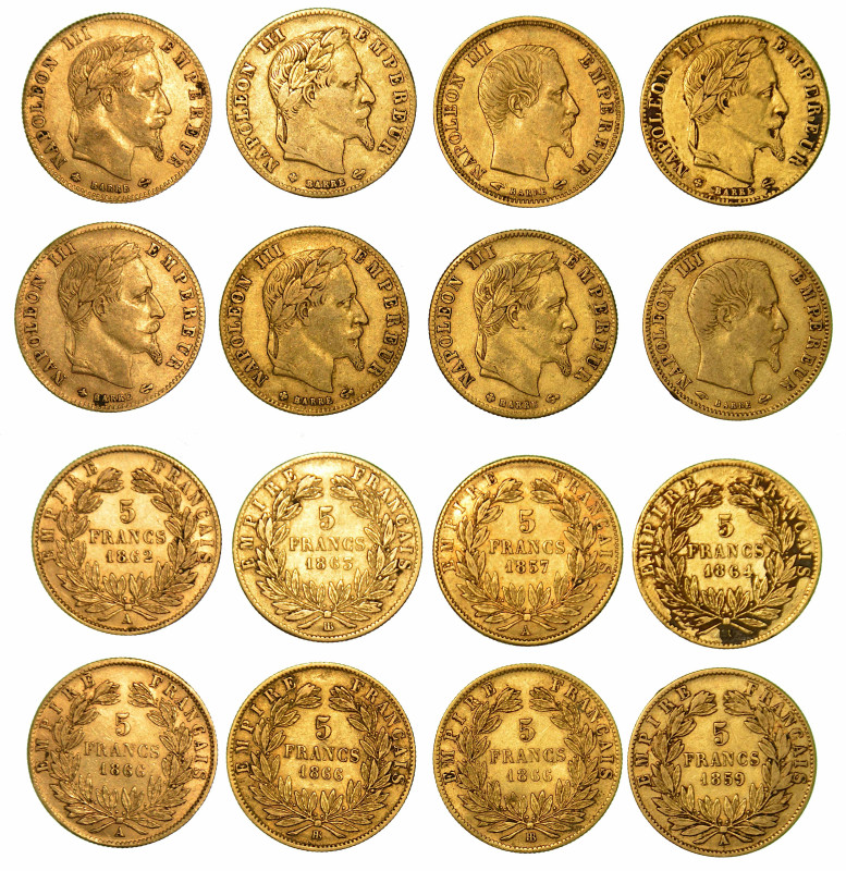 FRANCIA. Lotto di otto monete.

NAPOLEON III, 1852-1870. 5 Francs 1857 - 1859 ...