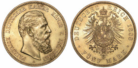 GERMANIA - PRUSSIA. FRIEDRICH III, 1852-1907. 5 Mark 1888. Berlino.