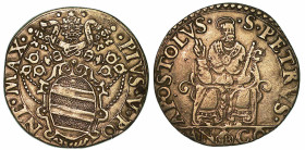 STATO PONTIFICIO. PIO V (ANTONIO GHISLIERI), 1566-1572. Testone. Ancona.