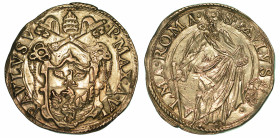 PAOLO V (CAMILLO BORGHESE), 1605-1621. Testone A. V. Roma.