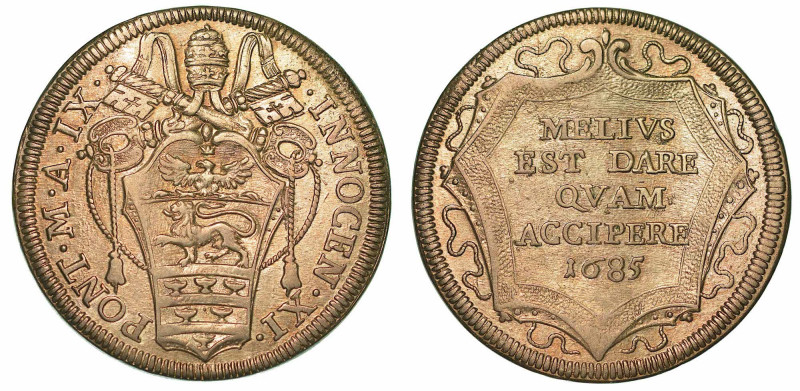 INNOCENZO XI (BENEDETTO ODESCALCHI), 1676-1689. Testone 1685/A. IX.

Stemma so...