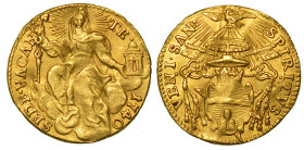 SEDE VACANTE 1740 (CAMERLENGO CARDINALE ANNIBALE ALBANI). Mezzo Zecchino 1740. Roma.