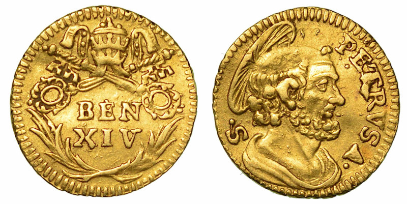 BENEDETTO XIV (PROSPERO LORENZO LAMBERTINI), 1740-1758. Mezzo Scudo d'oro. Roma....