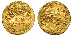 BENEDETTO XIV (PROSPERO LORENZO LAMBERTINI), 1740-1758. Mezzo Scudo d'oro. Roma.